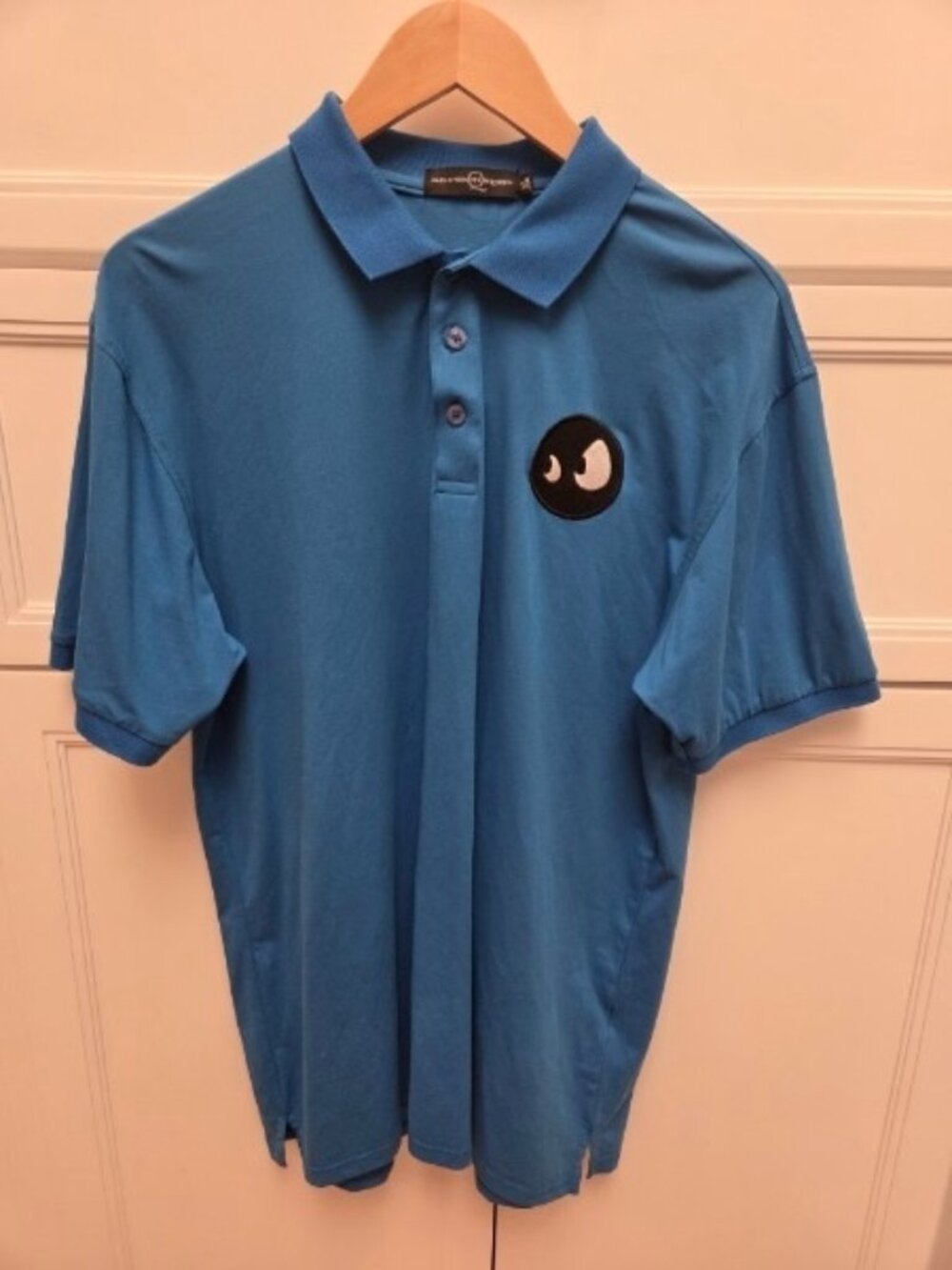 Alexander McQueen Men's Blue Polo Shirt w/ Face Patch Detail (XL) (FREE SHIPPING